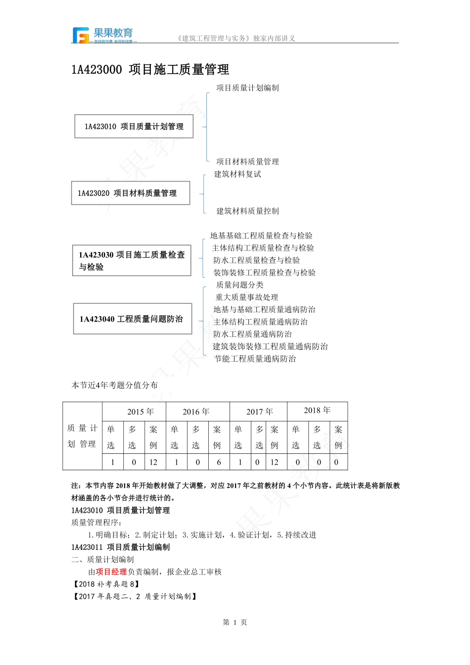 《建筑实务》－精讲精练－第30讲－项目施工质量管理（1）.pdf_第1页