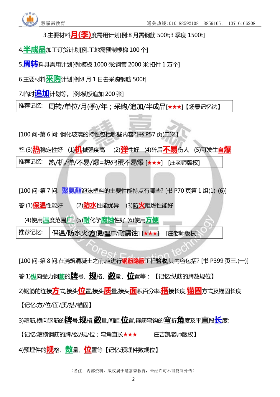 【前51问】2022一建《建筑实务简答默写必备100问》前51问-庄老师-慧嘉森教育整理1025.pdf_第2页