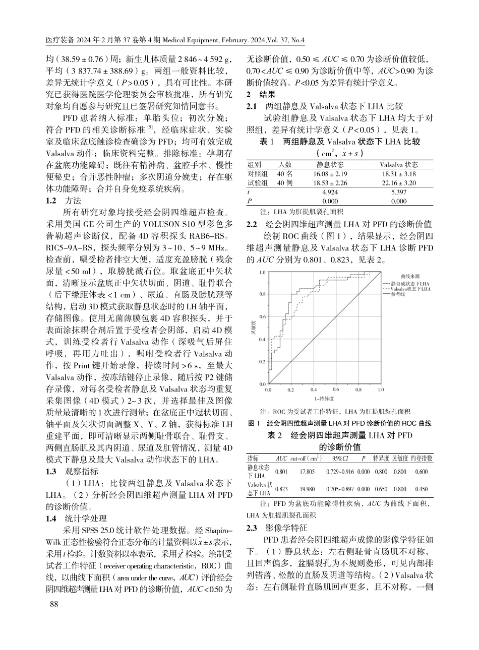 经会阴四维超声测量肛提肌裂孔面积对盆底功能障碍性疾病的诊断价值.pdf_第2页