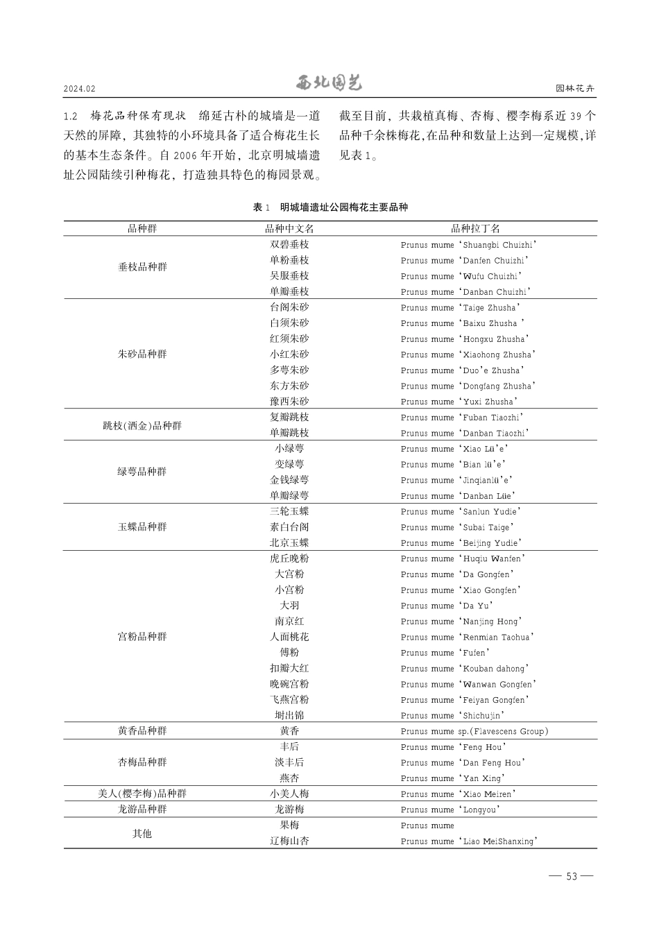 明城墙遗址公园梅花品种应用与评价.pdf_第2页