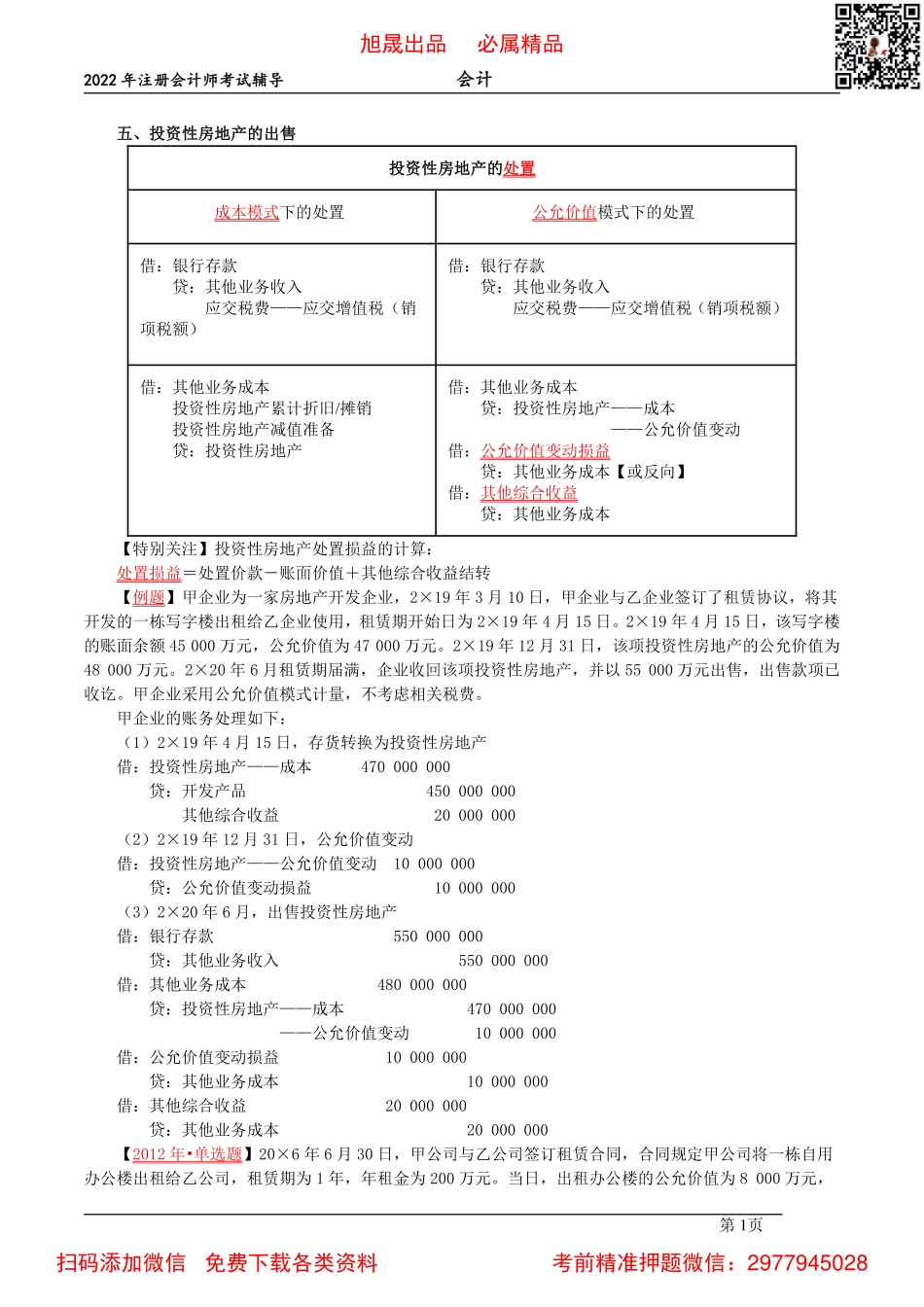 04【基础精讲】-投资性房地产的出售和金融工具概述（2022.02.26）.pdf_第1页