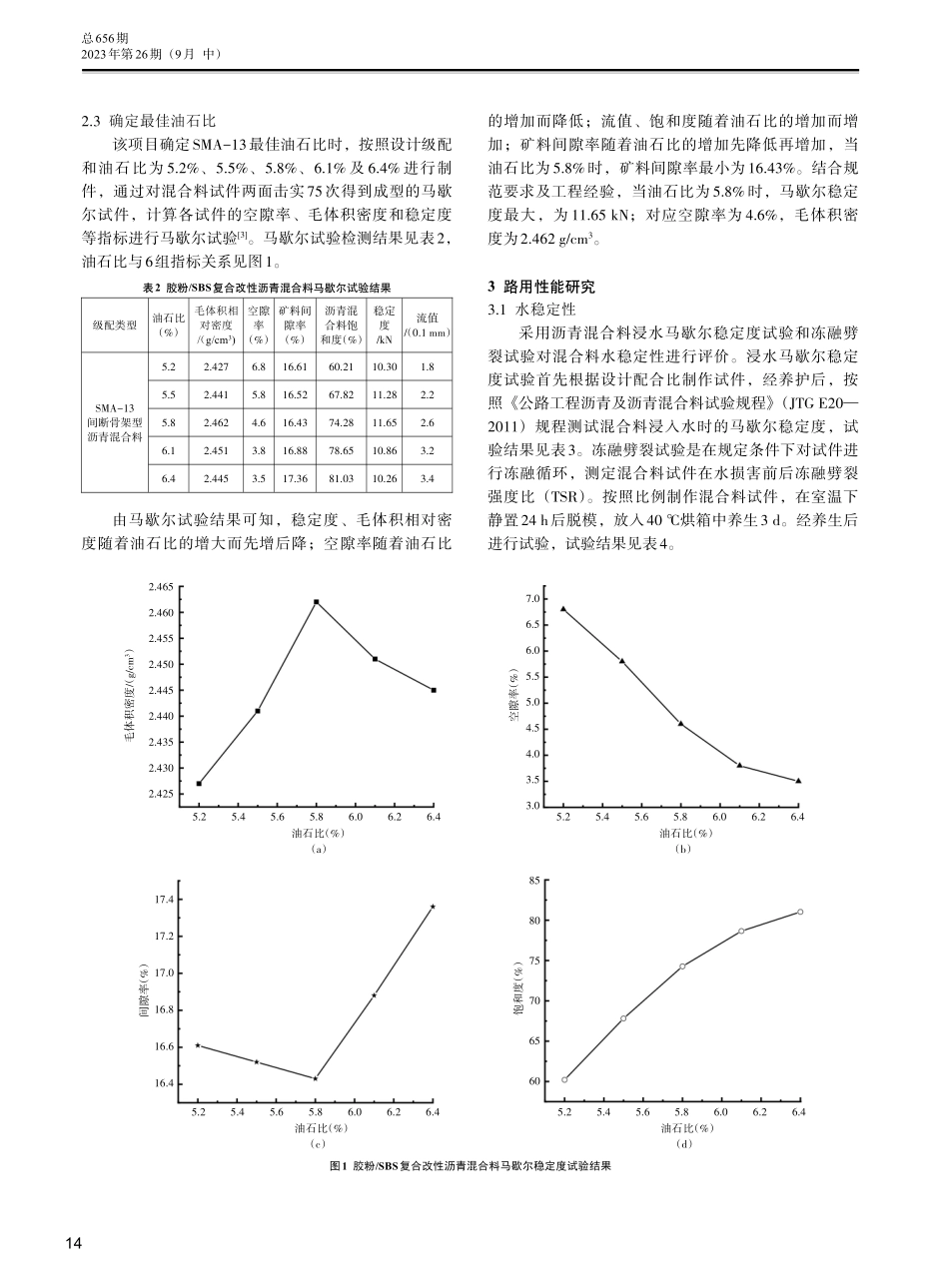 胶粉_SBS复合改性沥青混合料性能及应用.pdf_第2页