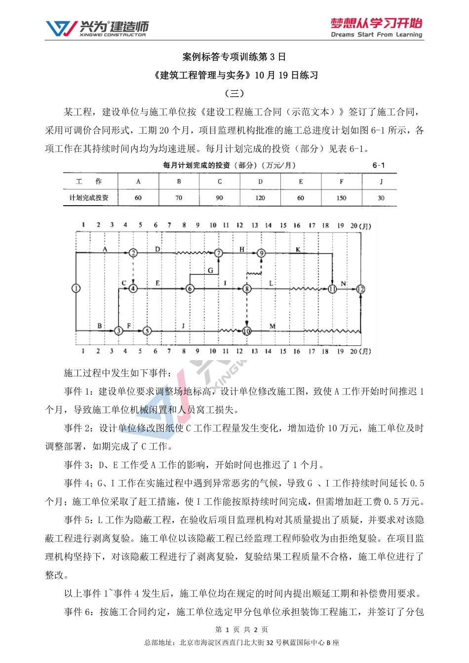 【2022年一建案例专项训练第3日】-建筑工程10月19日练习.pdf_第1页