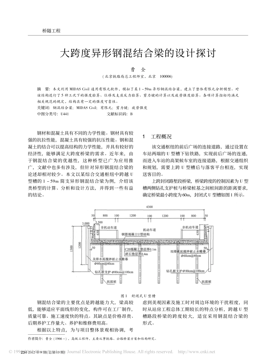 10-大跨度异形钢混结合梁的设计探讨.pdf_第1页