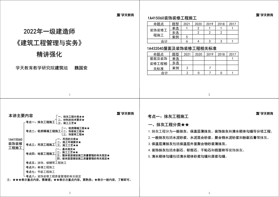 第24讲1A415060装饰装修工程施工（上）-黑白打印版.pdf_第1页