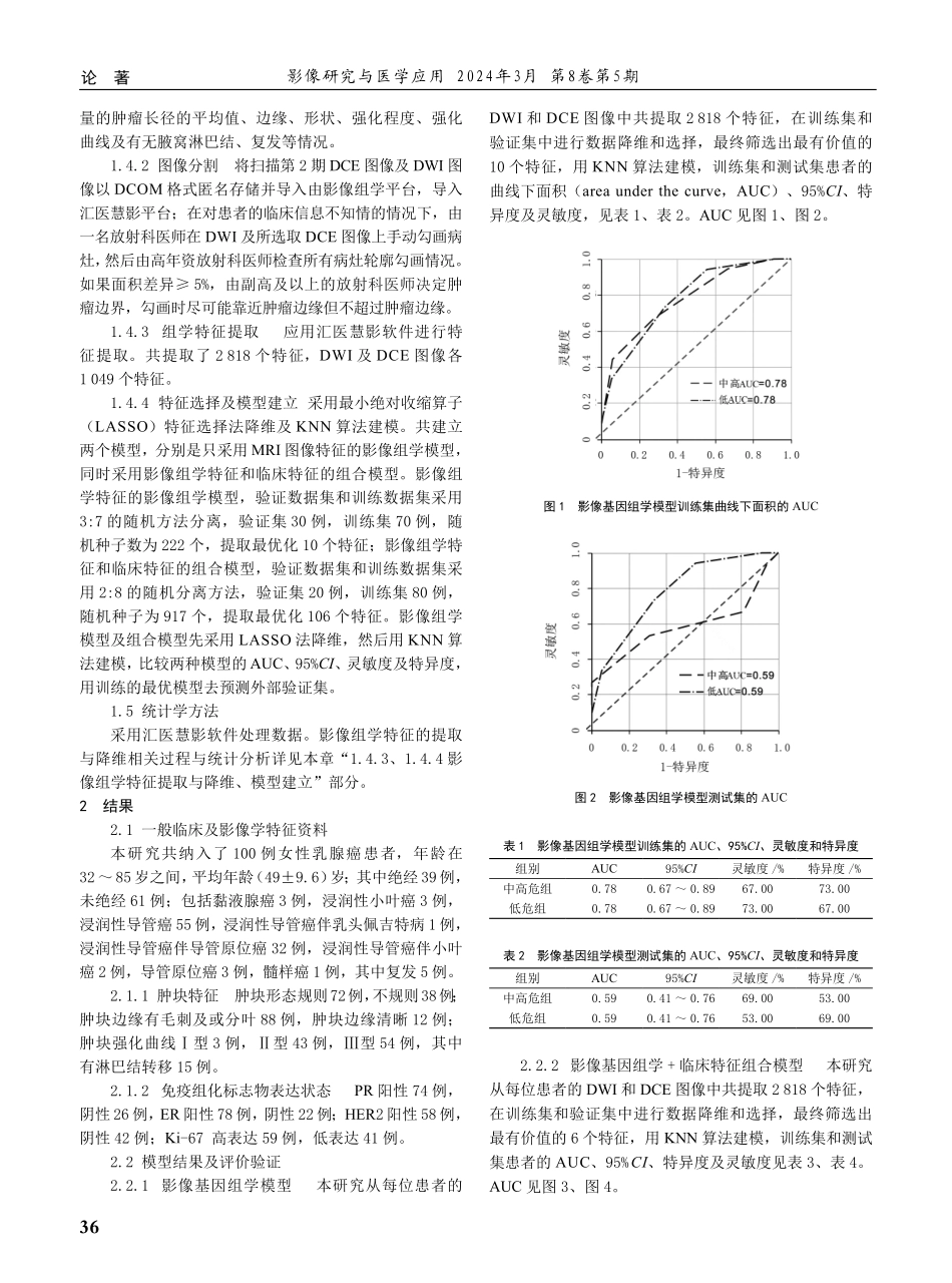 多参数MRI影像基因组学对乳腺癌早期复发的预测研究.pdf_第3页