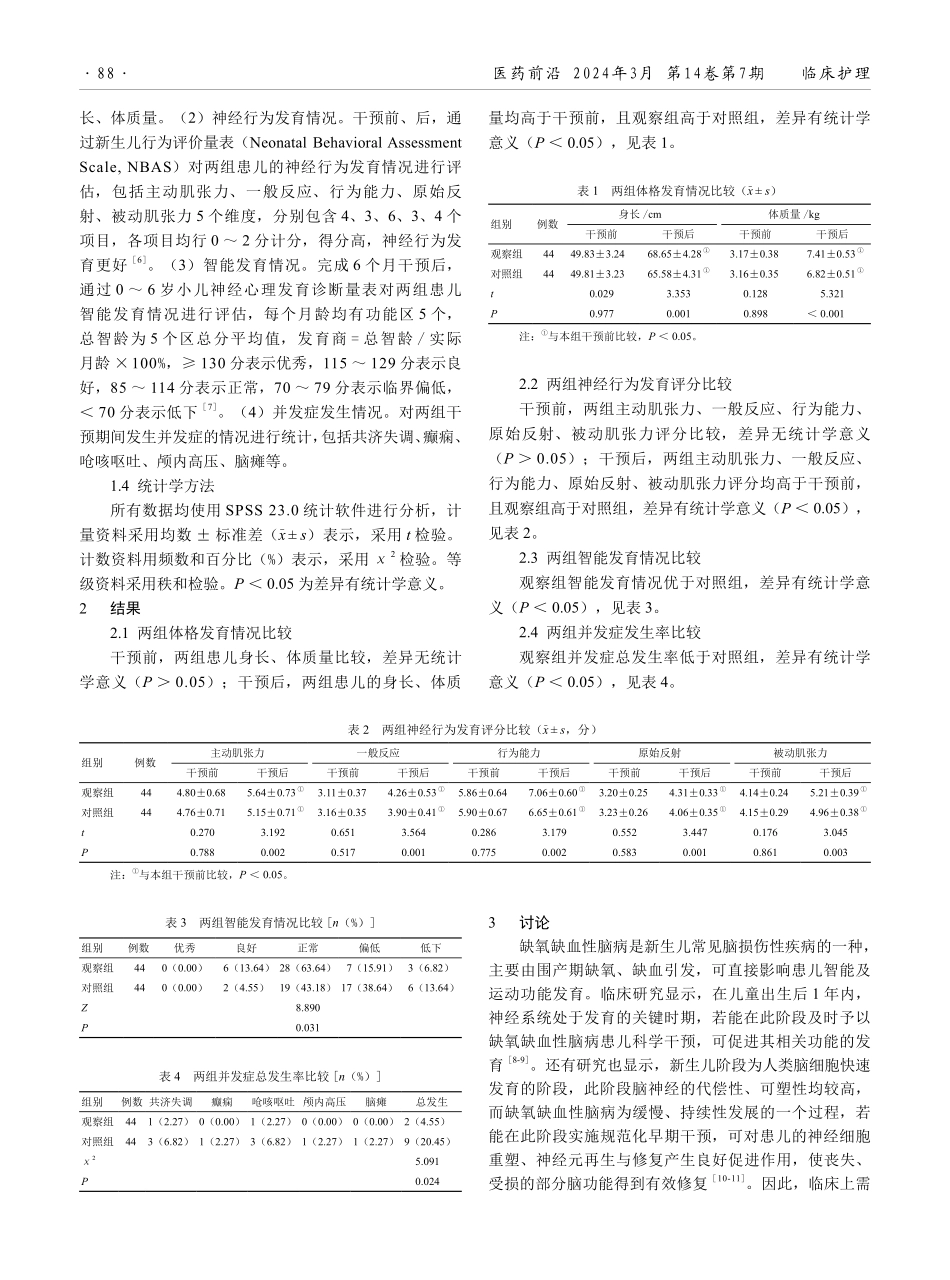 多感官刺激配合肢体训练在缺氧缺血性脑病新生儿康复中的应用效果.pdf_第2页