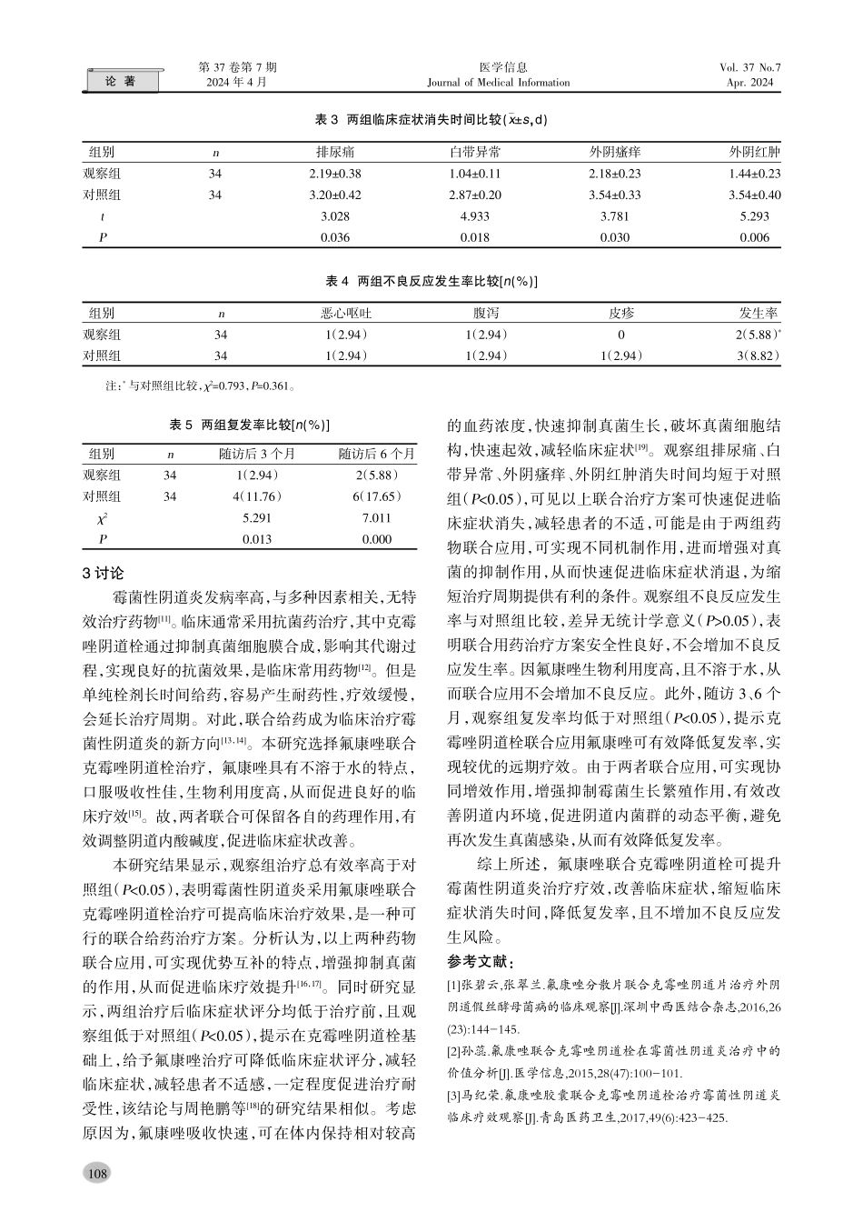 氟康唑联合克霉唑阴道栓治疗霉菌性阴道炎的效果及对临床症状改善的影响.pdf_第3页