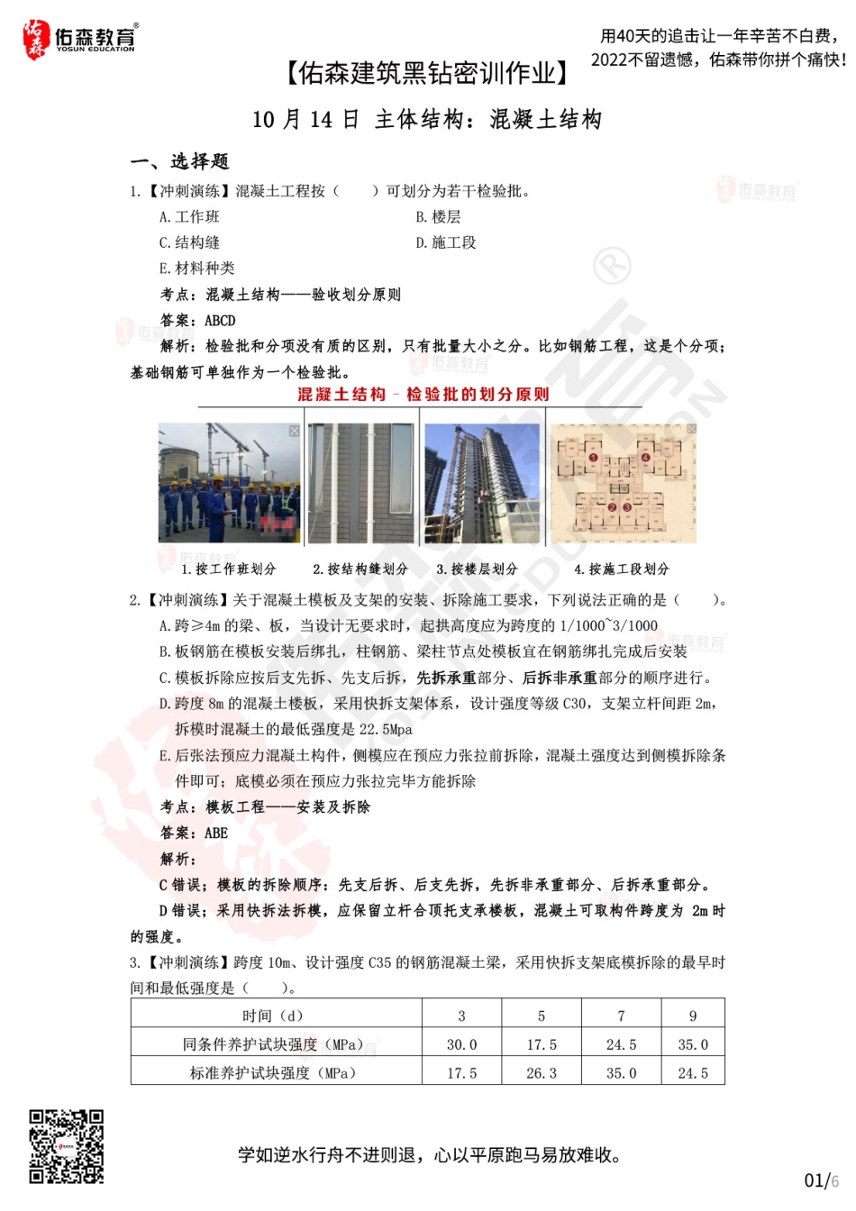 Do_【佑森建筑黑钻密训作业答案】：10月14日（主体结构-混凝土结构）.pdf_第1页
