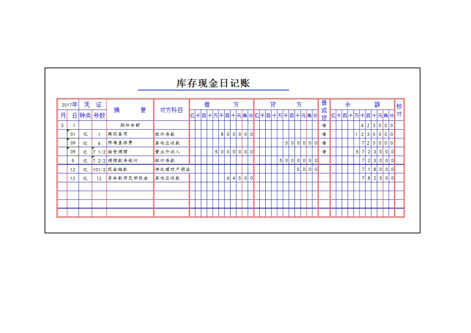 2实训一库存现金日记账.pdf_第1页