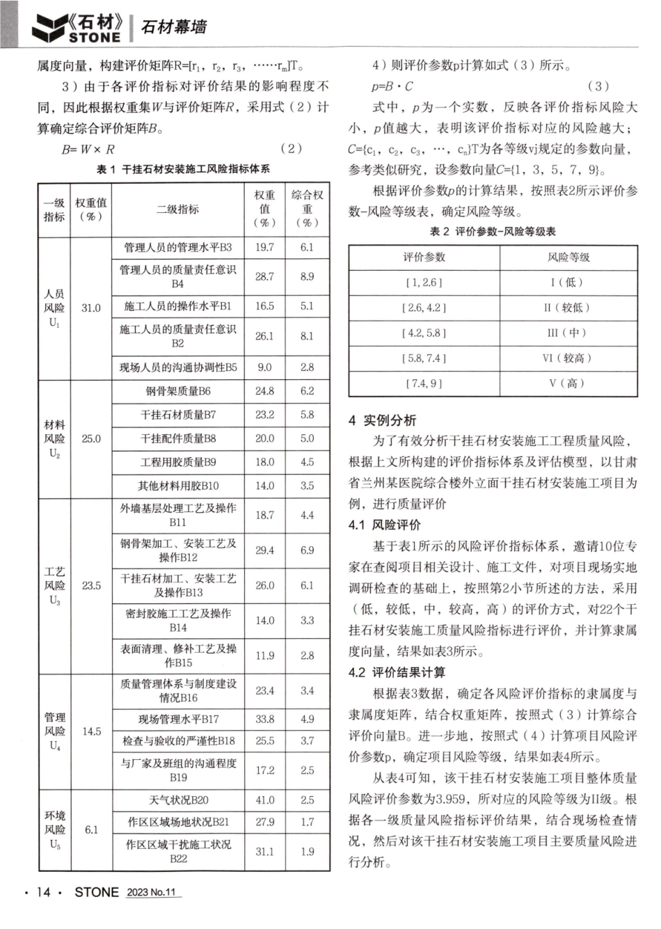 建筑外立面干挂石材安装施工质量风险评价.pdf_第2页