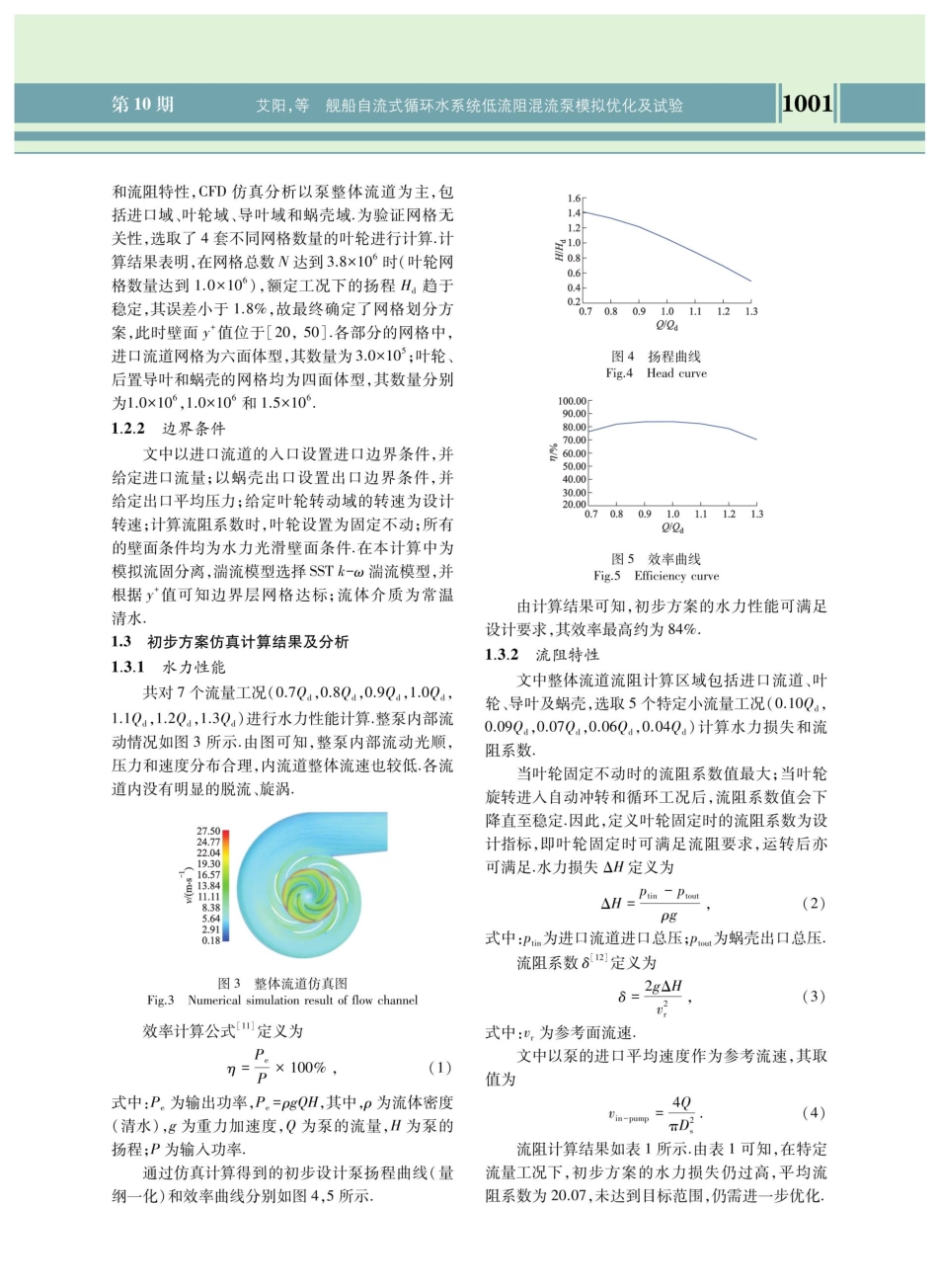 舰船自流式循环水系统低流阻混流泵模拟优化及试验.pdf_第3页