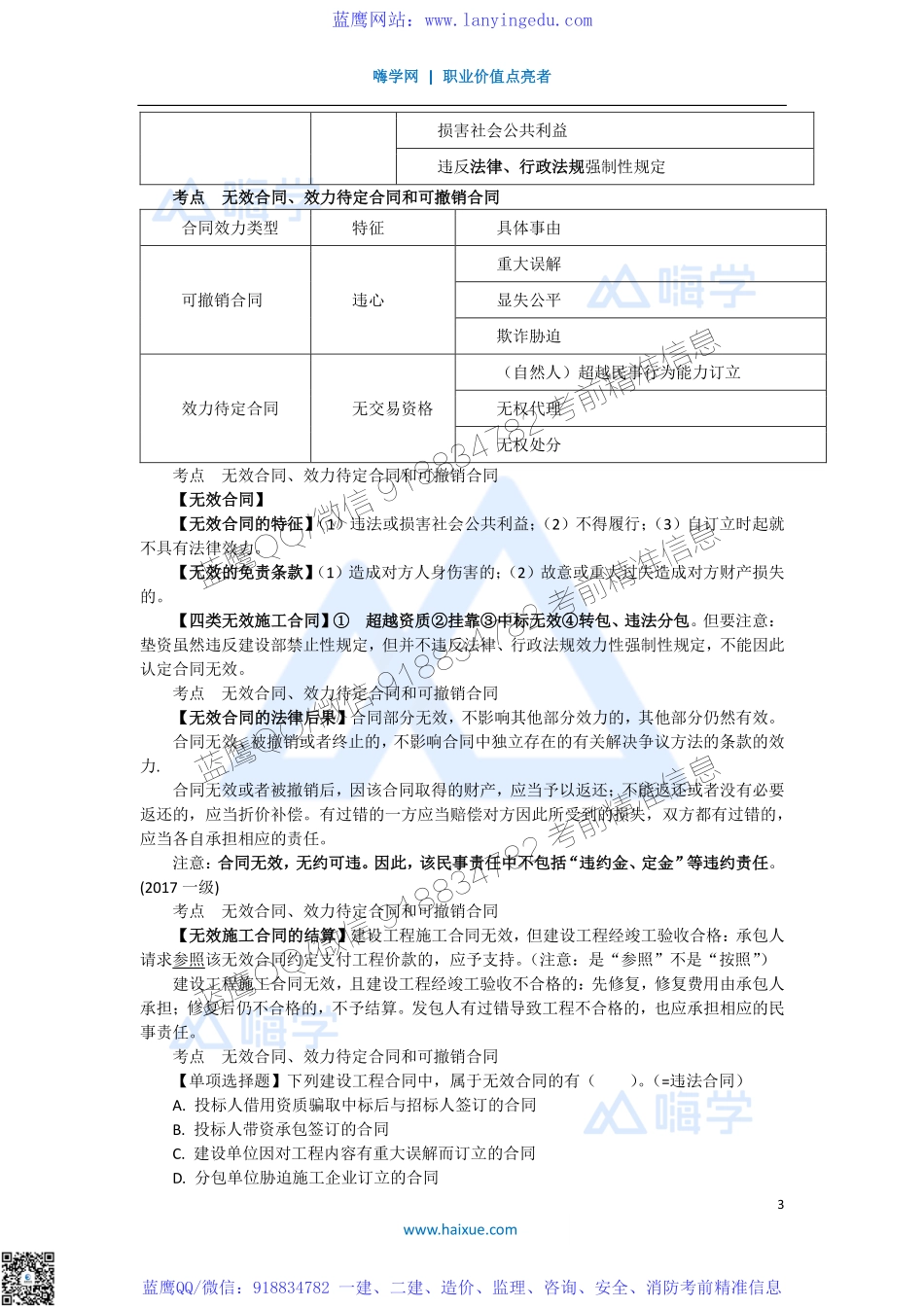 陈印 一级建造师 建设工程法规及相关知识 精讲通关 1Z304000 （2）建设工程赔偿损失的规定以及无效合同、效力待定合同和可撤销合同.pdf_第3页