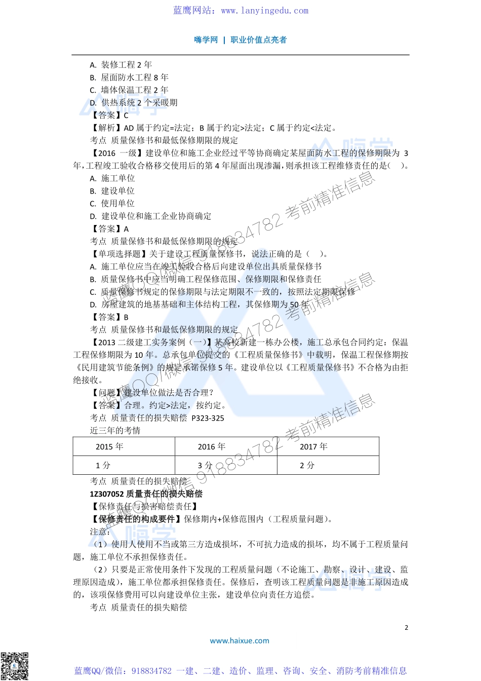 陈印 一级建造师 建设工程法规及相关知识 精讲通关 1Z307000 （5）建设工程质量保修制度(1).pdf_第2页