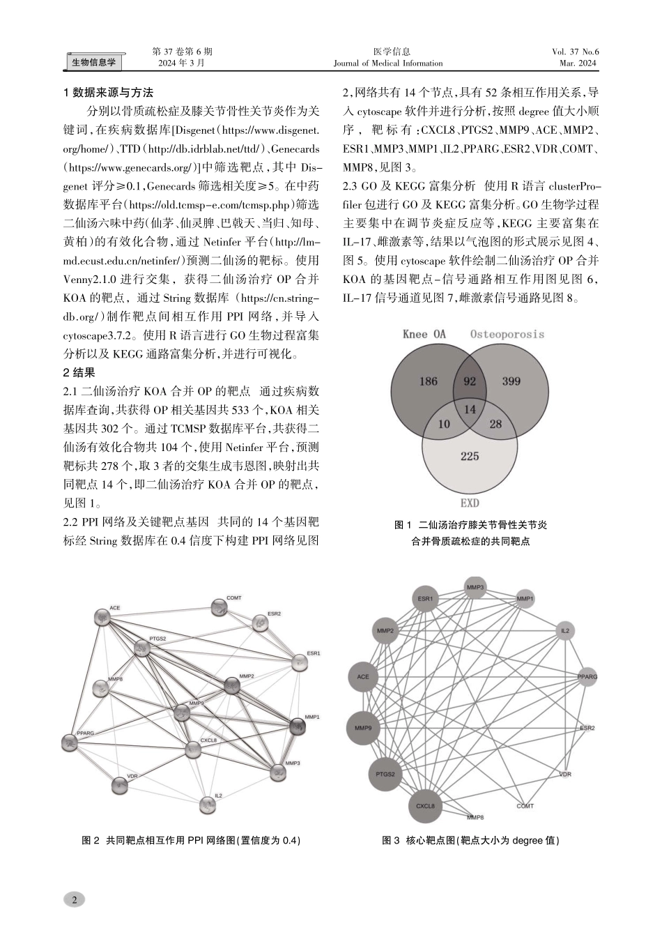 基于生物信息学分析二仙汤治疗膝关节骨性关节炎合并骨质疏松症的机制.pdf_第2页
