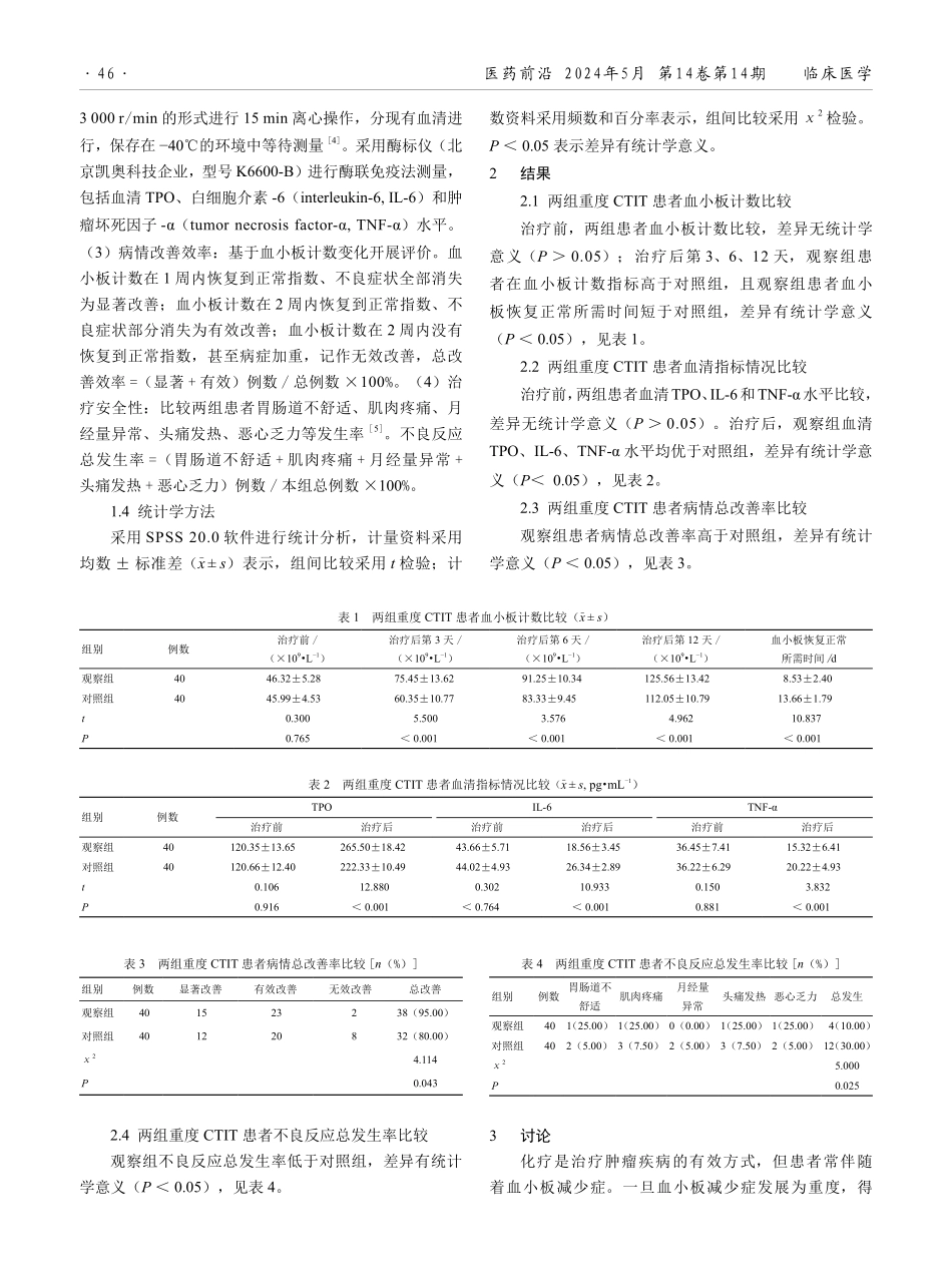 口服海曲泊帕乙醇胺片联合皮下TPO双通路在重度CTIT患者治疗中的应用效果.pdf_第2页