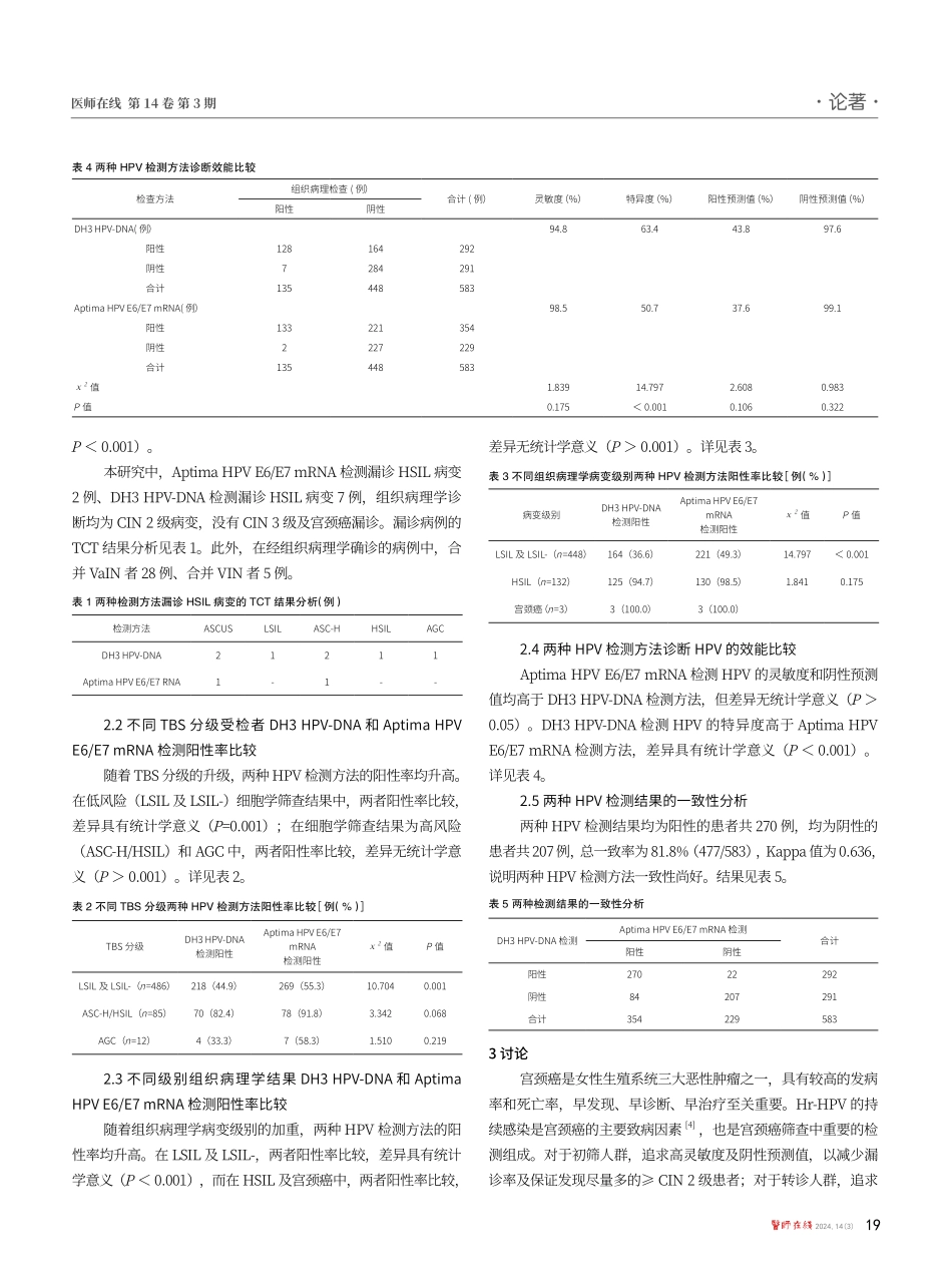 两种不同HPV检测方法在宫颈癌筛查中的诊断效能比较.pdf_第3页