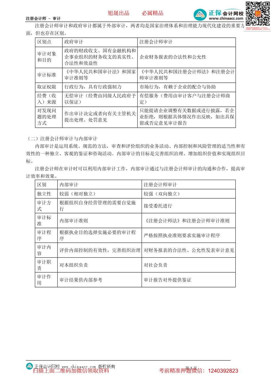 第0102讲　鉴证业务保证程度、注册会计师审计、政府审计与内部审计.pdf_第3页