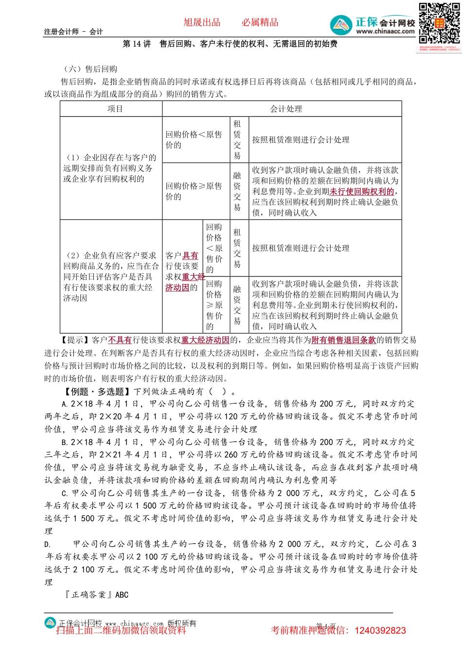 第1714讲　售后回购、客户未行使的权利、无需退回的初始费_create.pdf_第1页