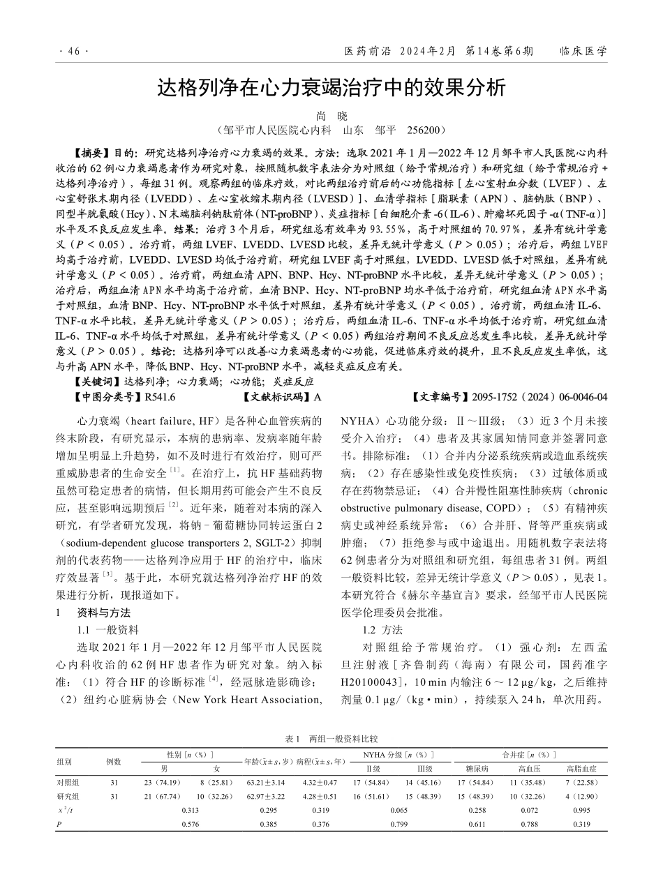 达格列净在心力衰竭治疗中的效果分析.pdf_第1页