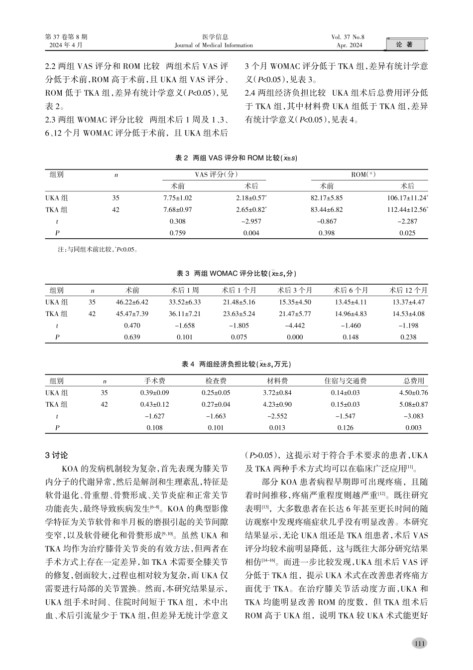 单髁置换术与全膝关节置换术治疗膝骨关节炎的早期疗效评价.pdf_第3页