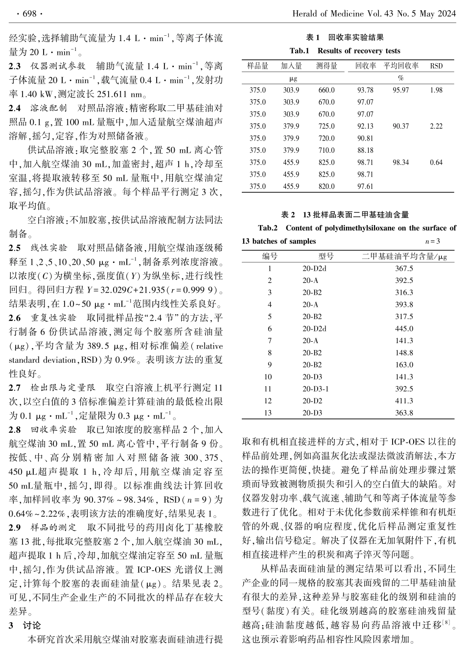 电感耦合等离子体发射光谱法测定药用卤化丁基橡胶塞表面硅油量.pdf_第3页