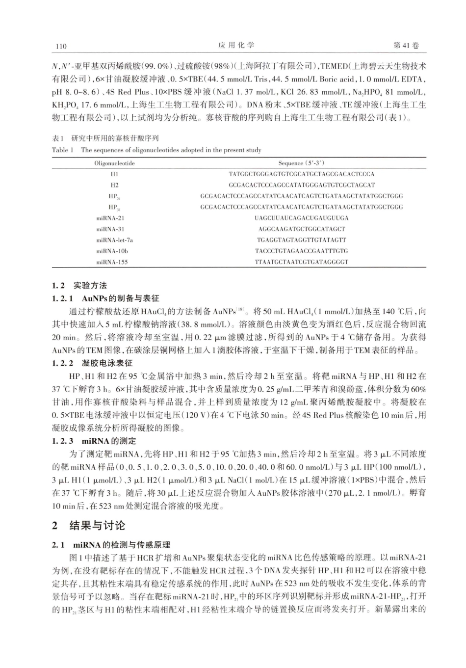 基于金纳米粒子聚集与杂交链式扩增的microRNA传感.pdf_第2页