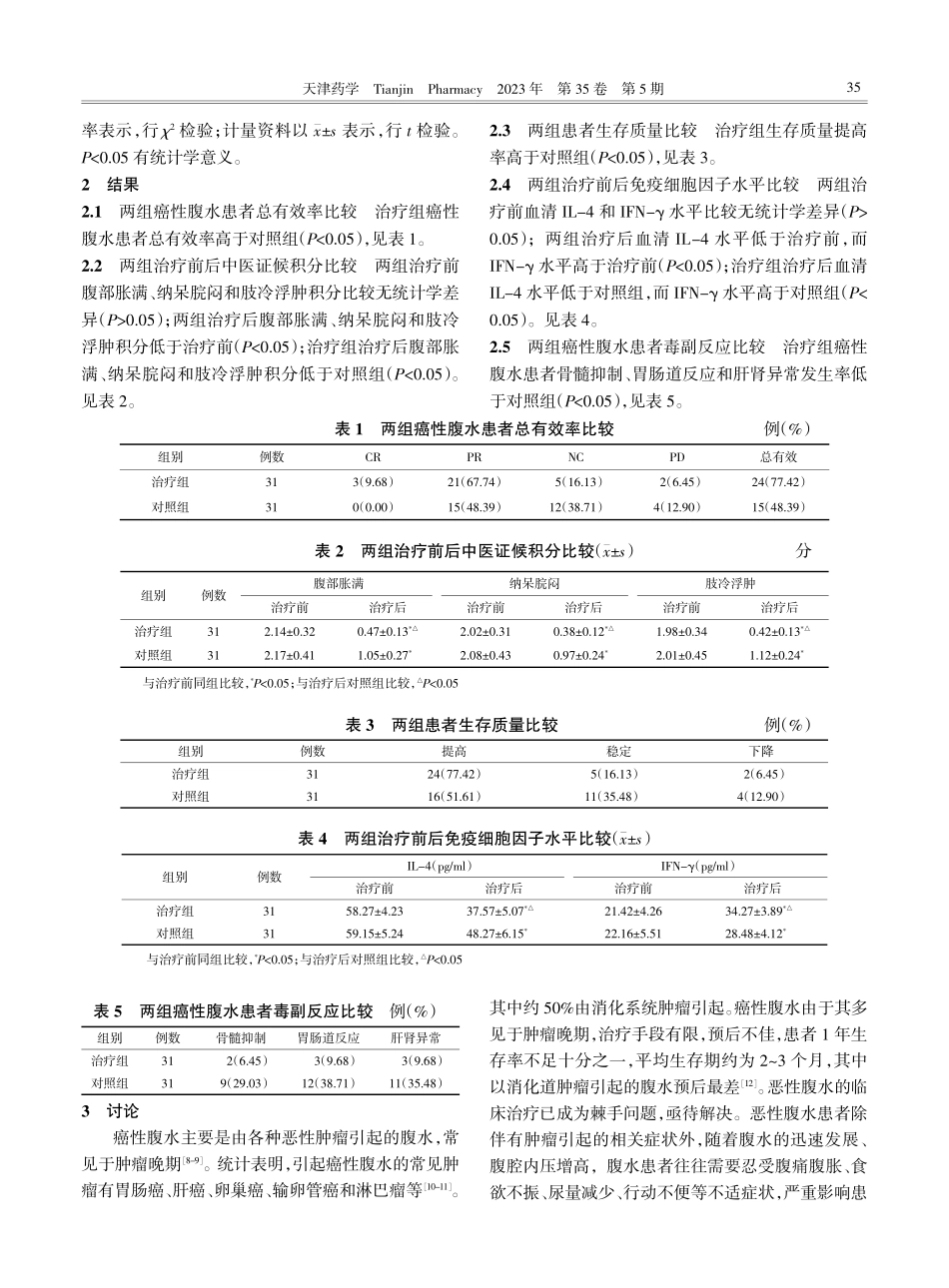 健脾温肾方联合顺铂腹腔灌注化疗治疗癌性腹水患者疗效研究.pdf_第3页