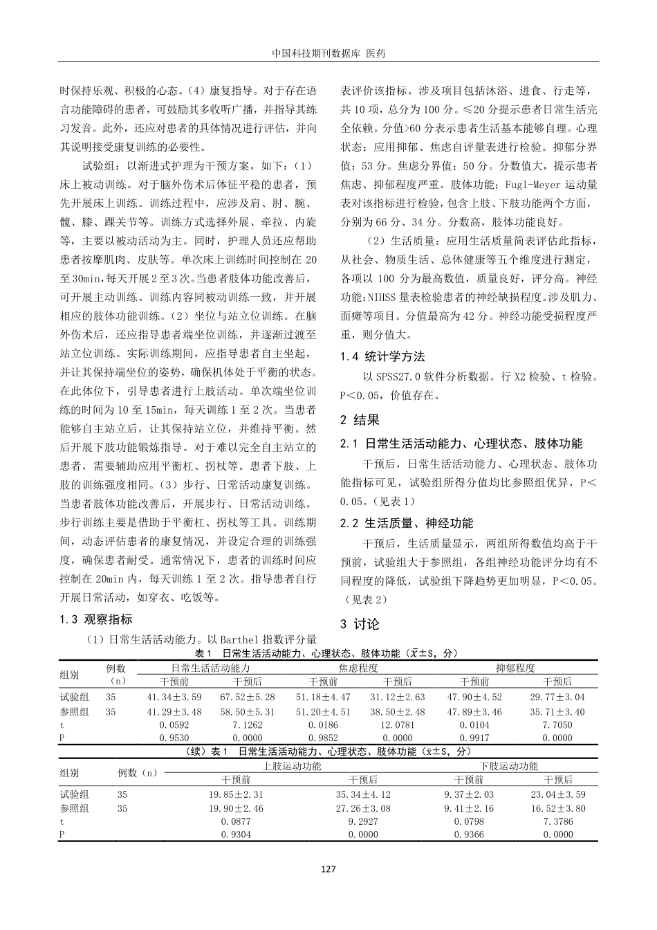 渐进式护理对脑外伤术后患者日常生活活动能力及心理状态的影响分析.pdf_第2页