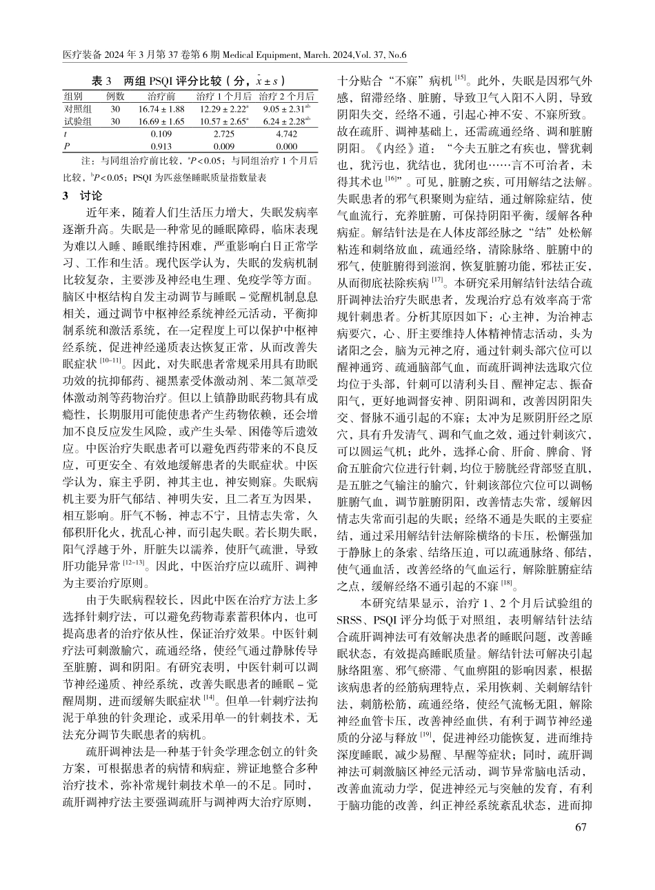 解结针法结合疏肝调神法治疗失眠患者的临床效果.pdf_第3页