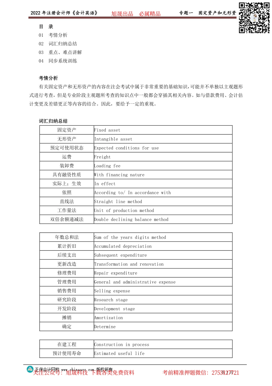 讲义_会计_英语特训基础_陈　辉_专题一　固定资产和无形资产_create.pdf_第1页