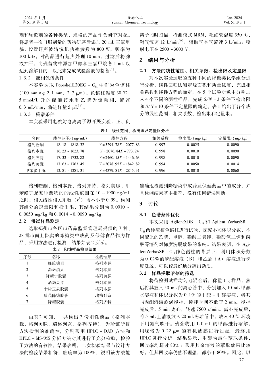 降糖类中成药及保健品中添加的降糖类化学药品的定量检测方法.pdf_第2页