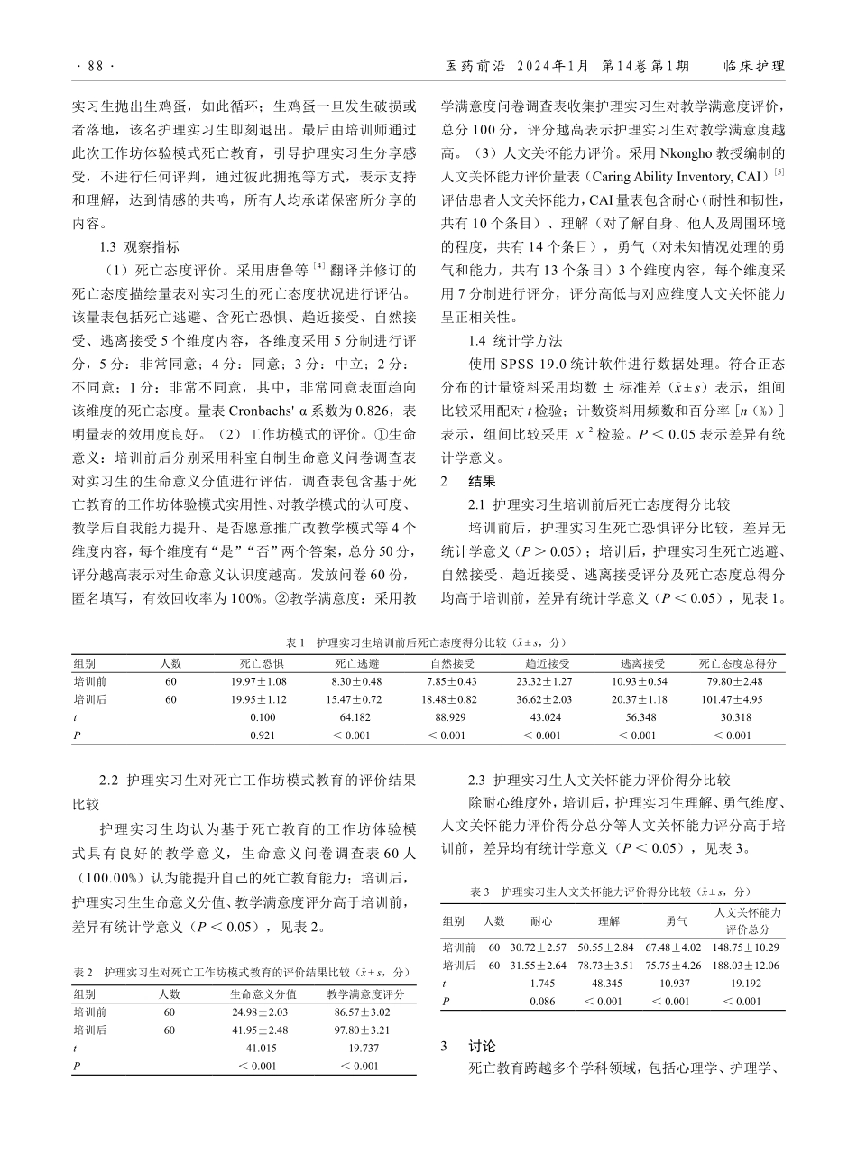基于死亡教育的工作坊体验模式在老年病学科护理实习生教学中的应用效果.pdf_第2页