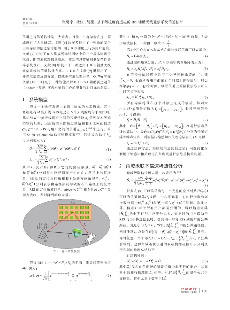 基于稀疏度自适应的RIS辅助无线通信系统信道估计.pdf_第2页