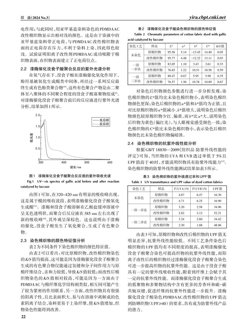 漆酶催化没食子酸染色阳离子改性棉织物的性能.pdf_第3页