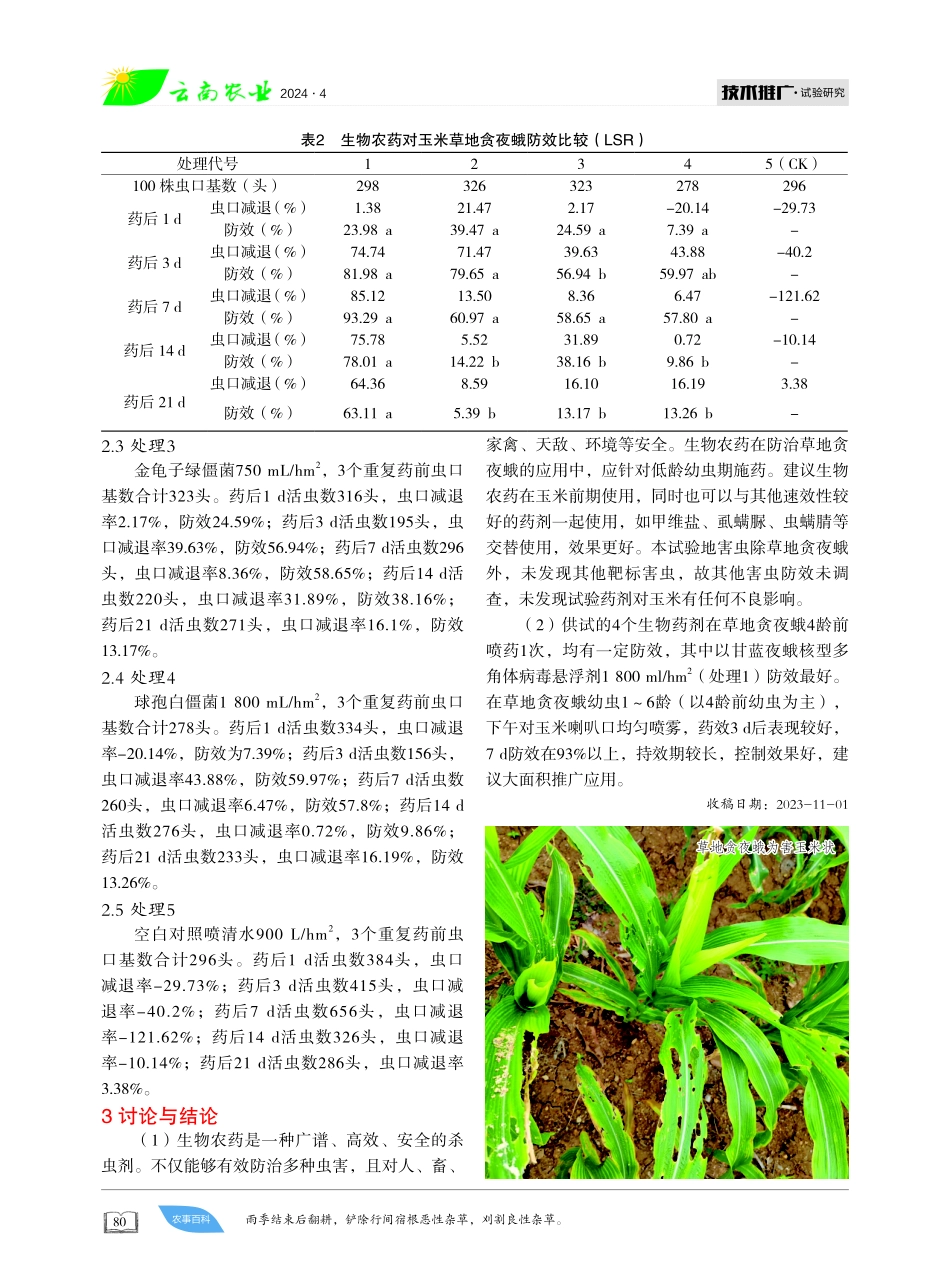 几种生物药剂对草地贪夜蛾幼虫的田间防效.pdf_第3页