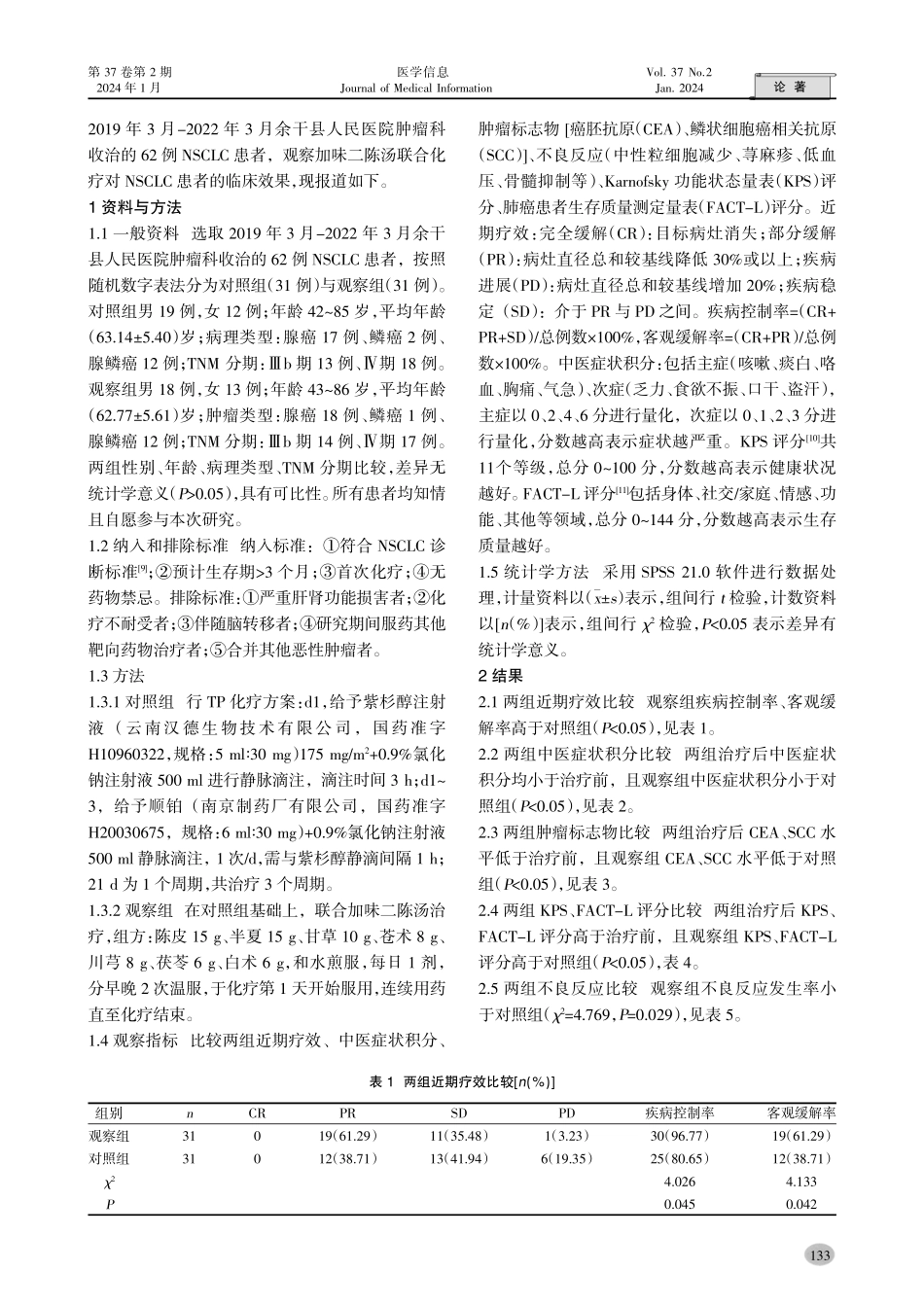 加味二陈汤联合化疗治疗非小细胞肺癌的效果观察.pdf_第2页