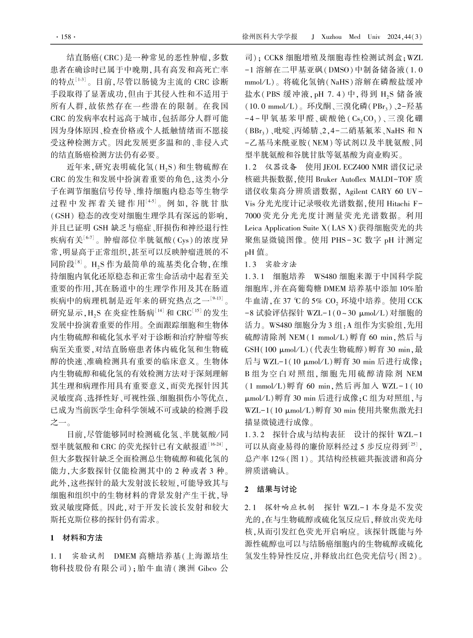 结直肠癌细胞WS480中硫化氢和生物硫醇的检测与成像研究 (1).pdf_第2页