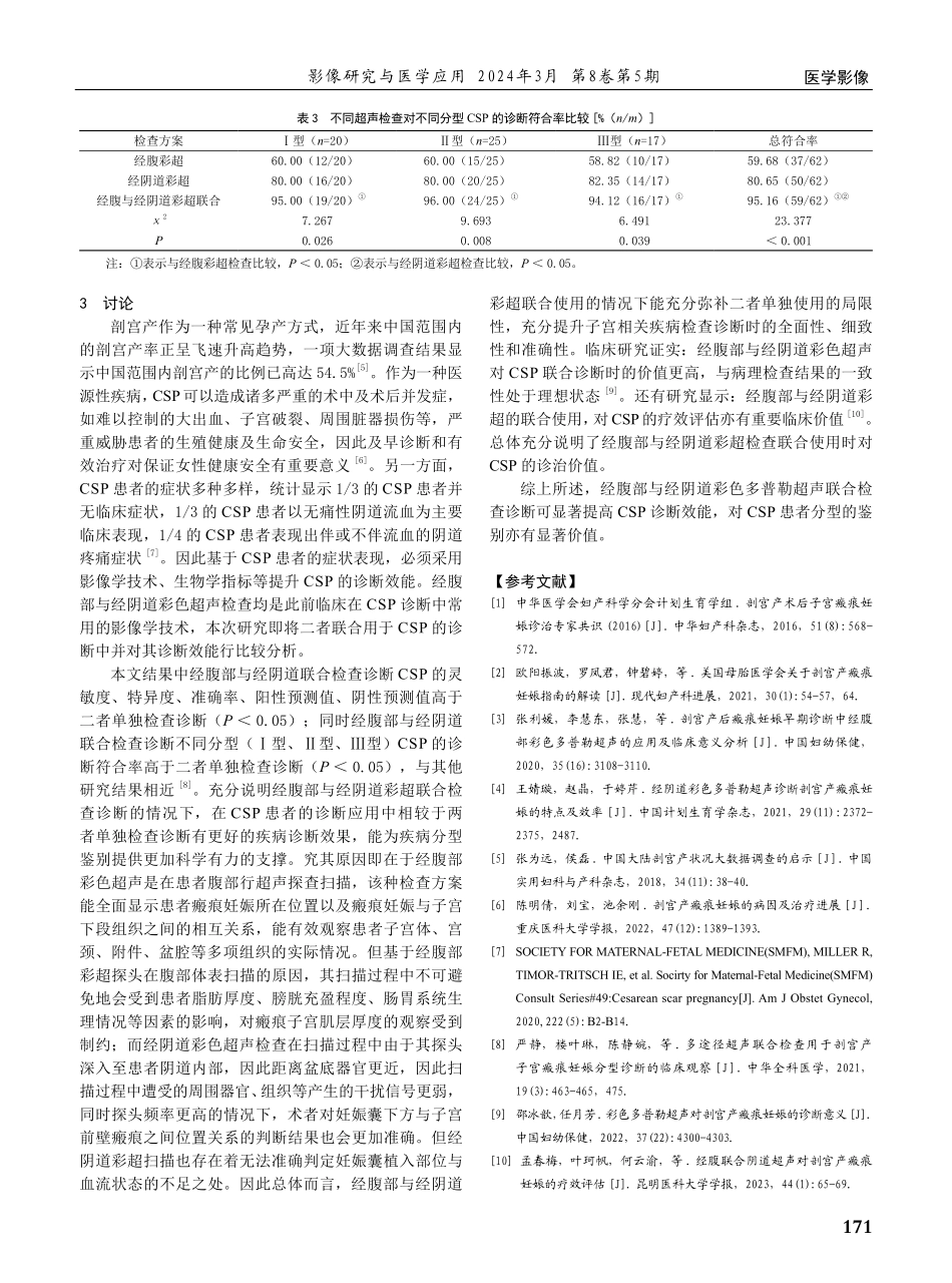 经腹部与经阴道彩超联合检查对剖宫产子宫瘢痕妊娠的诊断价值.pdf_第3页