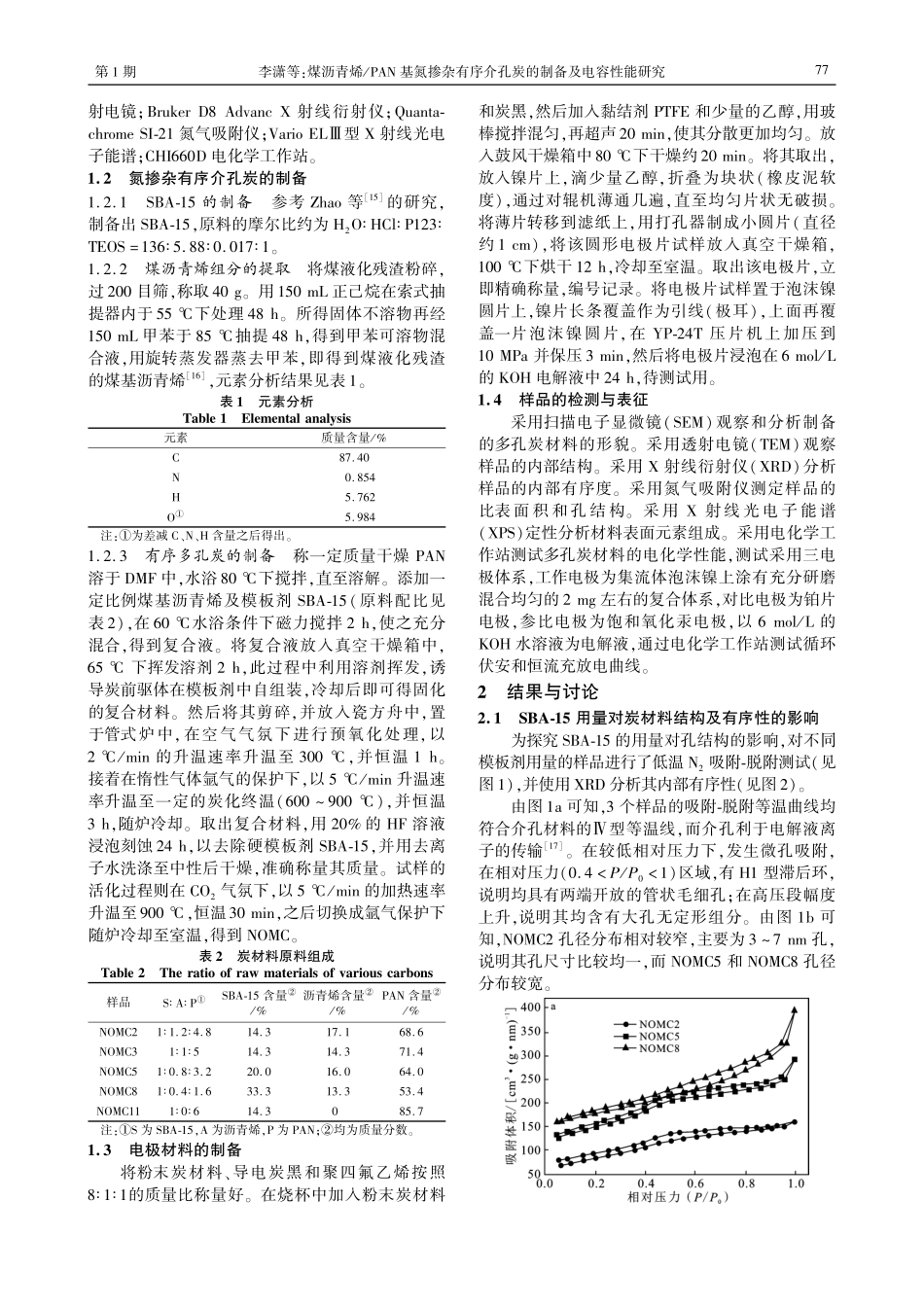 煤沥青烯_PAN基氮掺杂有序介孔炭的制备及电容性能研究.pdf_第2页