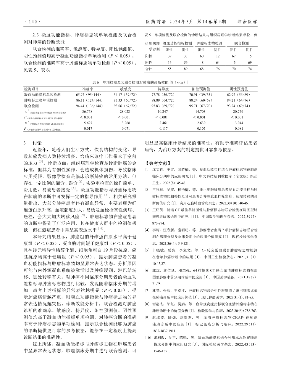 凝血功能指标联合肿瘤标志物在肺癌临床分期中的应用研究.pdf_第3页