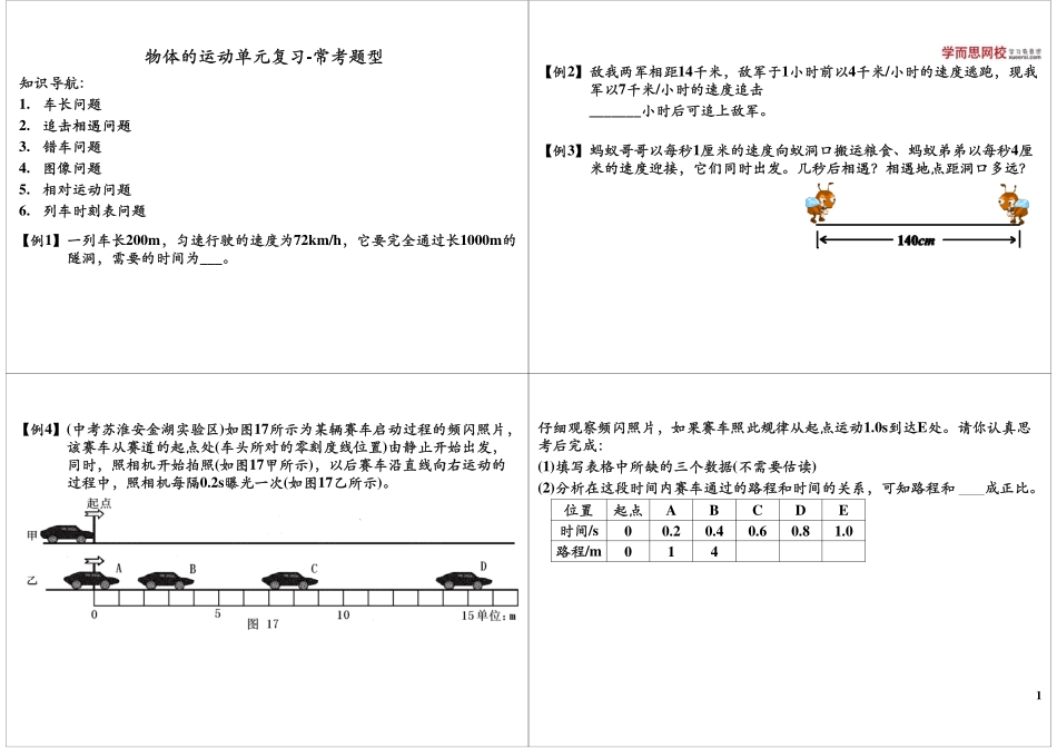 物体的运动单元复习-常考题型(1).pdf_第1页