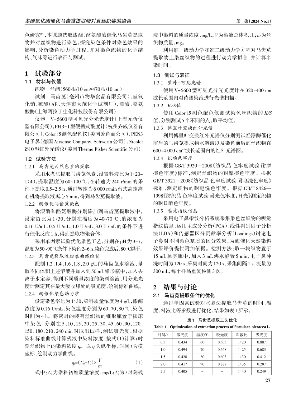 多酚氧化酶催化马齿苋提取物对真丝织物的染色.pdf_第2页