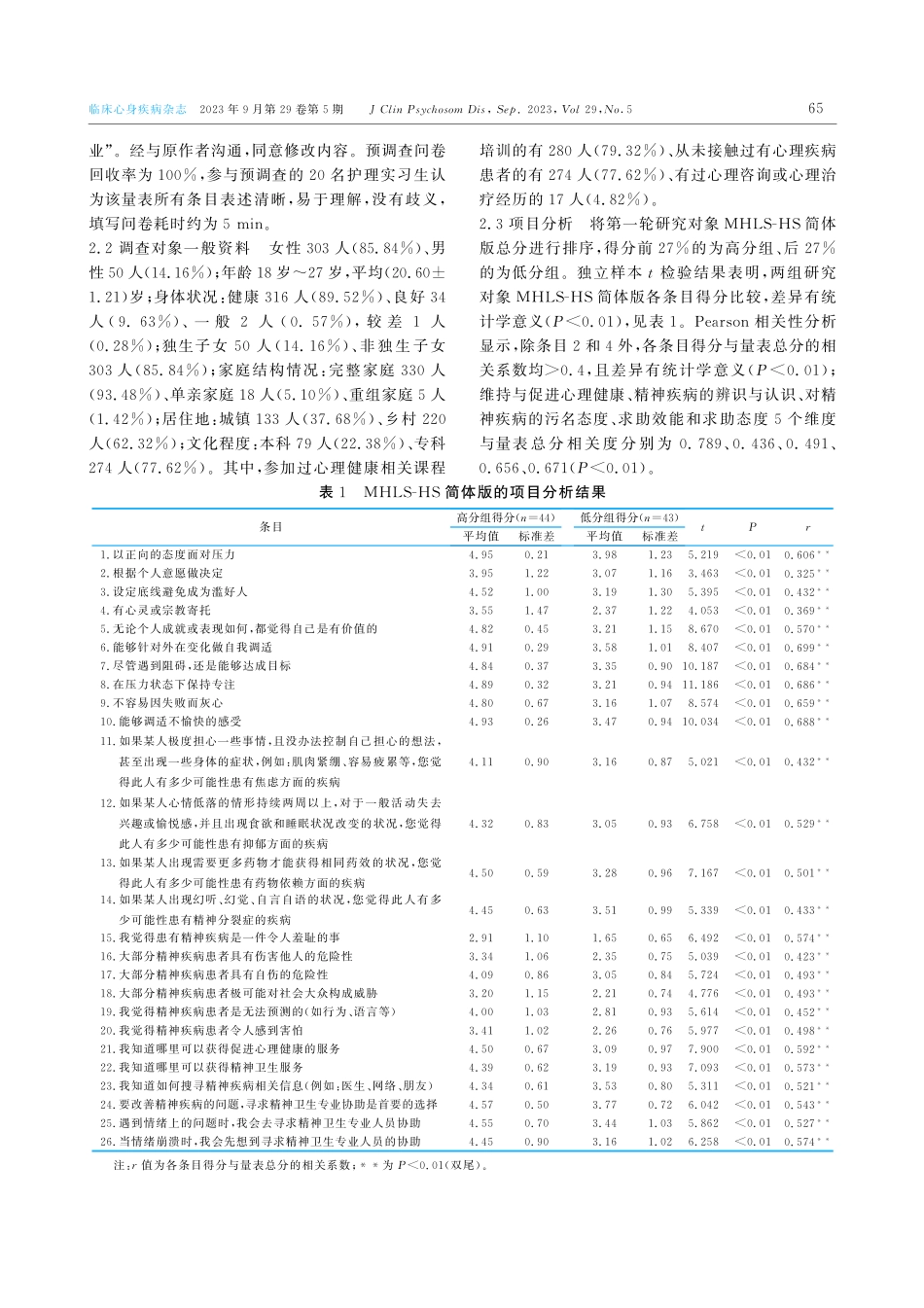 健康照护学生心理健康素养量表的调适及信效度研究.pdf_第3页