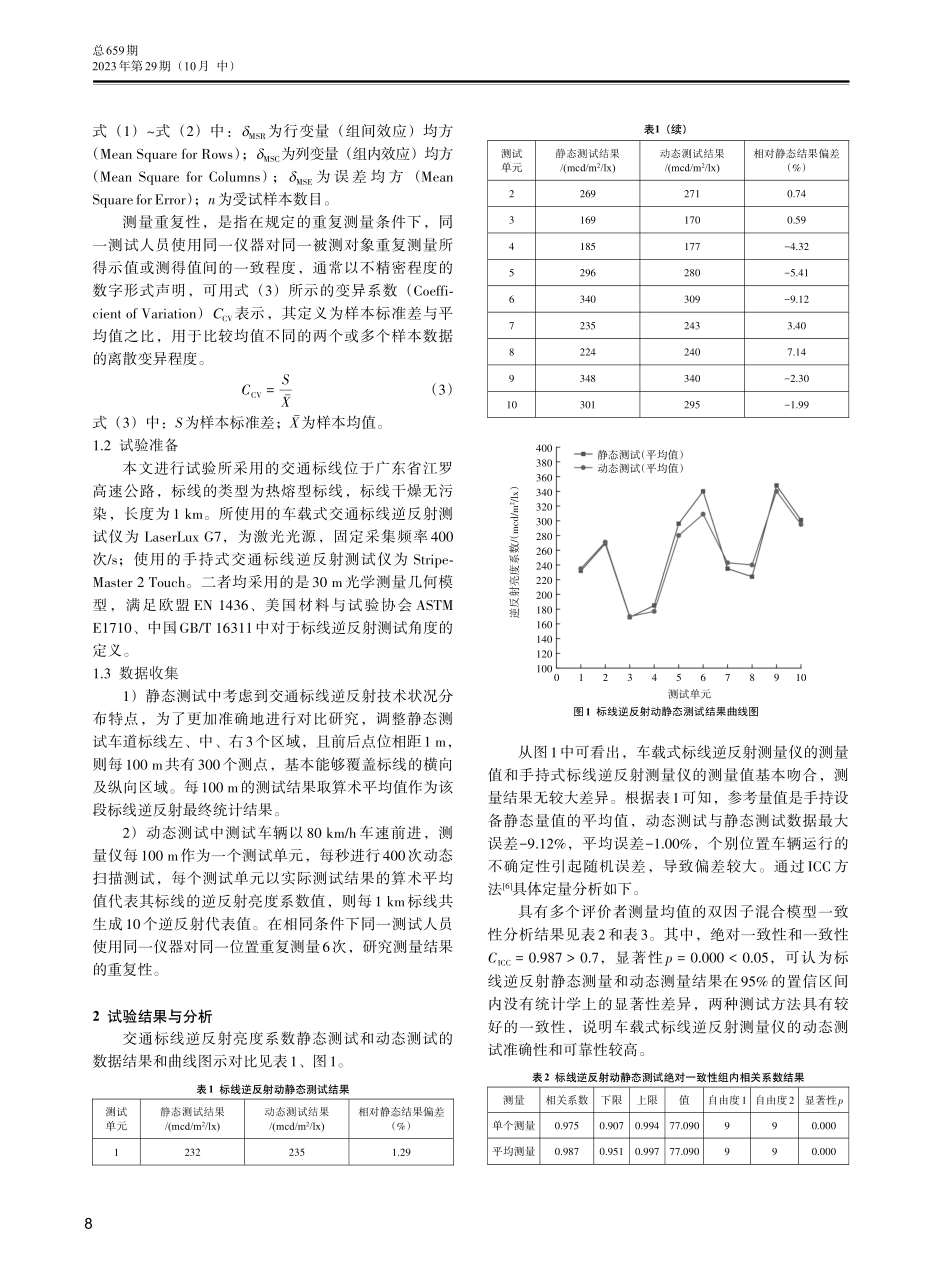交通标线逆反射静态测量与动态测量一致性和重复性研究.pdf_第2页