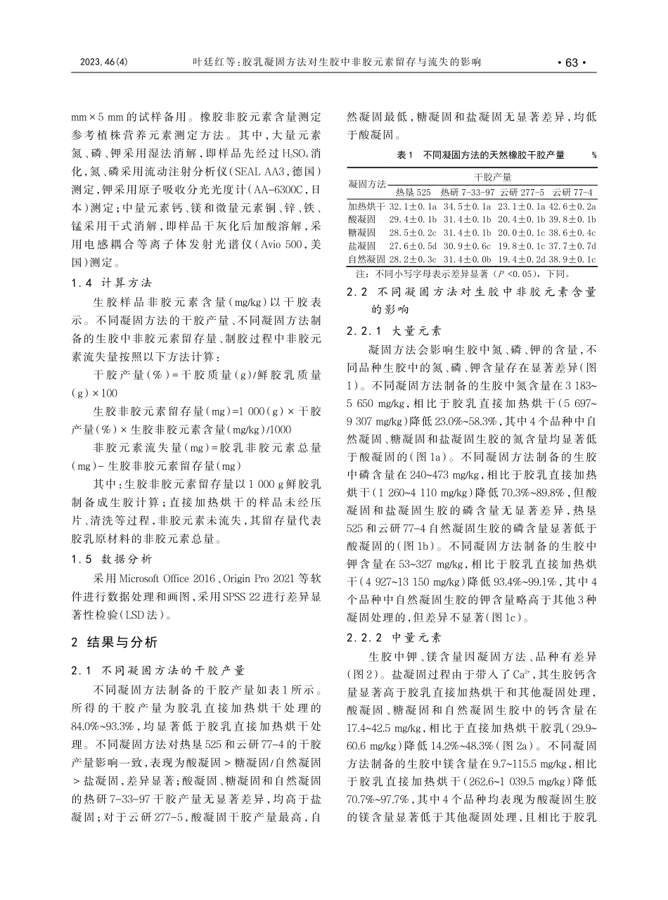 胶乳凝固方法对生胶中非胶元素留存与流失的影响.pdf_第3页