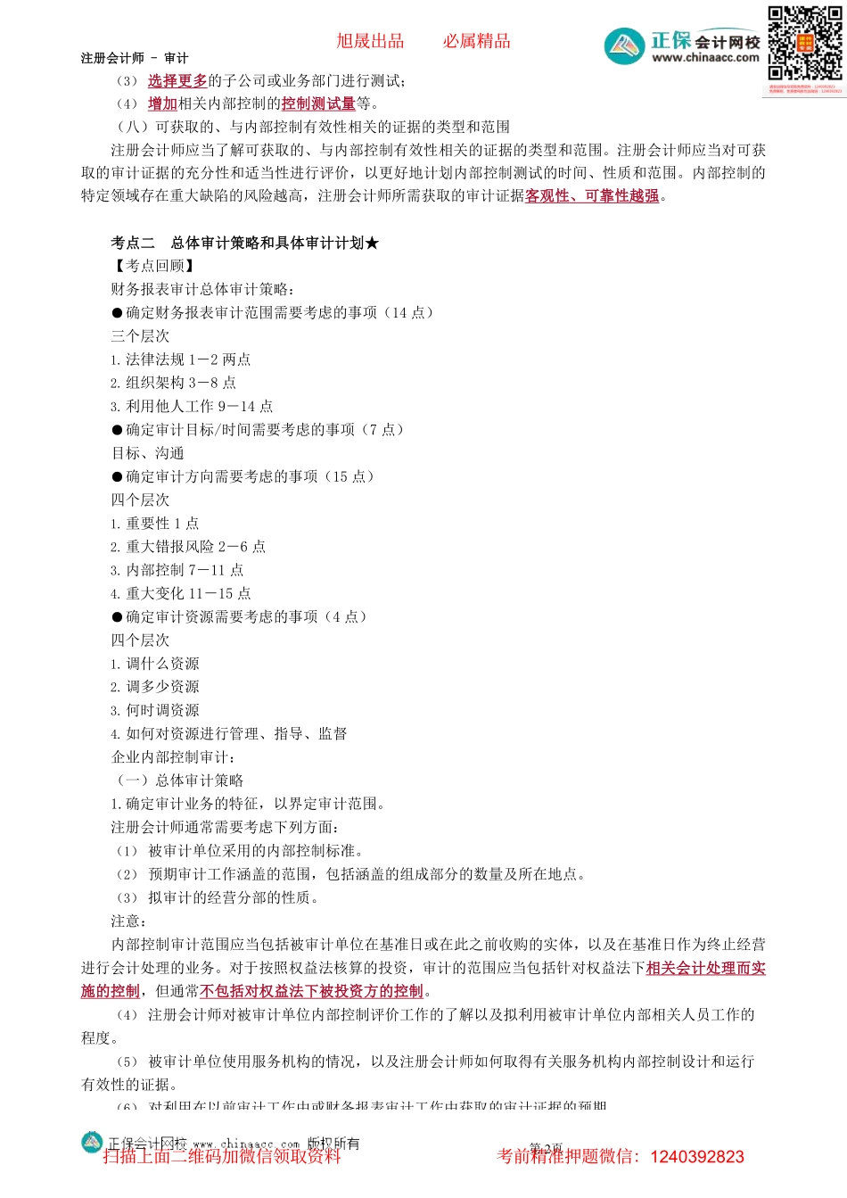 第0165第65.1讲　计划工作考虑事项、总体审计策略和具体审计计划_Password_Removed.pdf_第2页