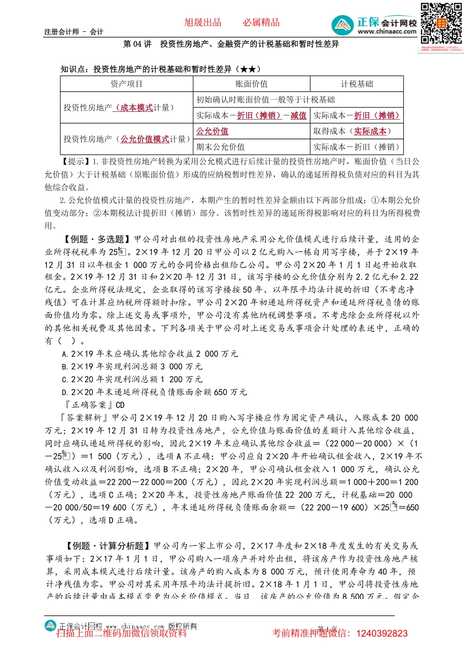 第1904讲　投资性房地产、金融资产的计税基础和暂时性差异_create.pdf_第1页