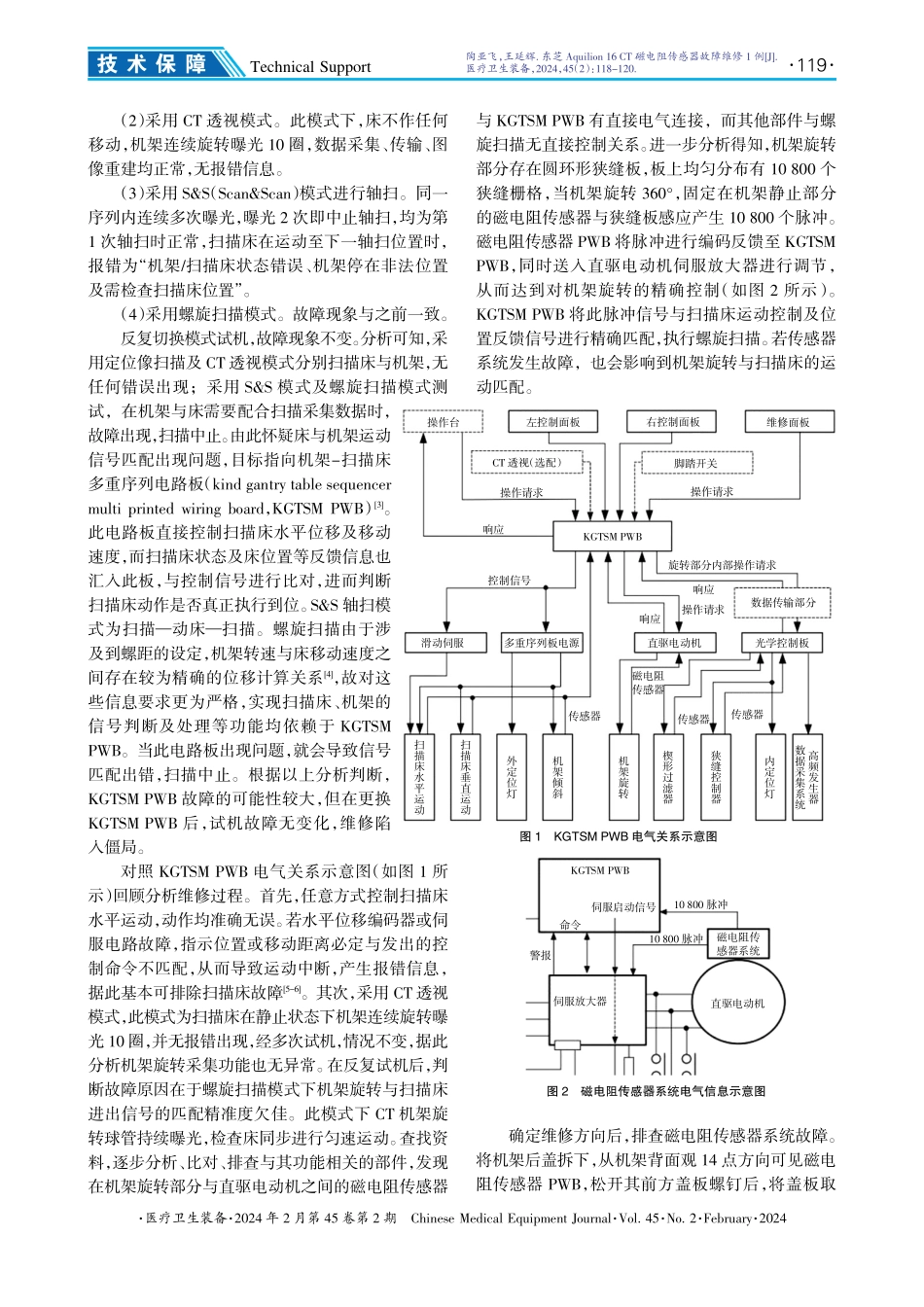 东芝Aquilion 16 CT磁电阻传感器故障维修1例.pdf_第2页