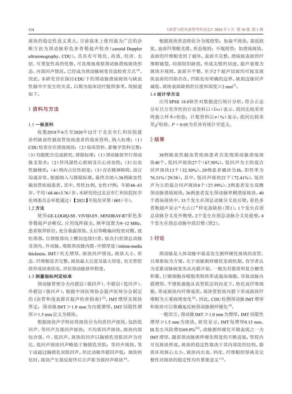 颈动脉溃疡斑块与缺血性脑卒中发生的关系.pdf_第2页